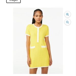 Free Assembly Women’s Mini Sweater Dress with Scalloped Trim